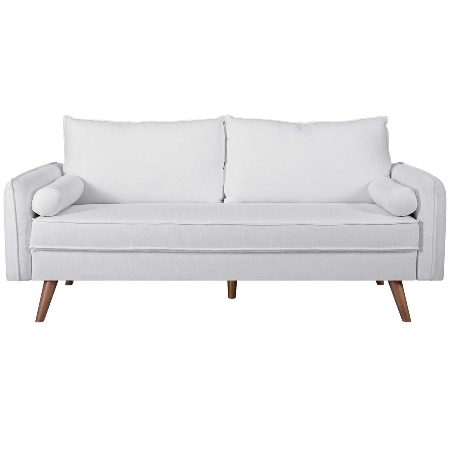 sofas | CasaFoyer Revive | Cozy Sofa with Bolster Pillows | Soft Fabric Upholstery | Sleek Lines | Stylish Wood Legs | Convenient Shipping | White | casafoyer.myshopify.com