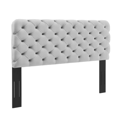Bed | CasaFoyer Lizzy Tufted Performance Velvet Full/Queen Headboard | Elegant, Comfortable, Stain-Resistant | Light Gray | casafoyer.myshopify.com