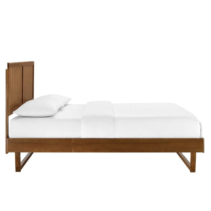 bed frames | CasaFoyer Alana Wood Full Platform Bed | Retro Design | Durable Construction | No Box Spring Needed | Walnut | casafoyer.myshopify.com