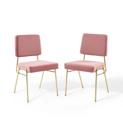 home office desk chairs | CasaFoyer Craft Performance Velvet Upholstered Dining Side Chair | Vintage Glamour | Gold Stainless Steel Frame | Luxurious Seating | Set of 2 | casafoyer.myshopify.com
