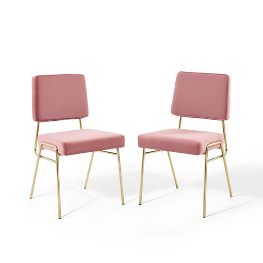 home office desk chairs | CasaFoyer Craft Performance Velvet Upholstered Dining Side Chair | Vintage Glamour | Gold Stainless Steel Frame | Luxurious Seating | Set of 2 | casafoyer.myshopify.com