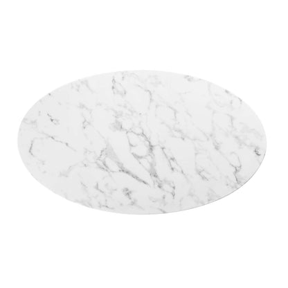 patio dining tables | CasaFoyer Lippa 48 Oval Artificial Marble Dining Table | Timeless Modern Design | Scratch Resistant Finish | Black White | casafoyer.myshopify.com