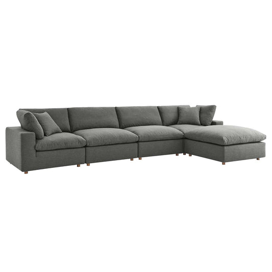 kitchen and dining room sets | CasaFoyer Commix Plush Comfort Sectional Sofa Set - Gray | Solid Wood Frame | Soft Polyester & Linen Upholstery | Cotton & Down Cushions | 5 Piece | casafoyer.myshopify.com
