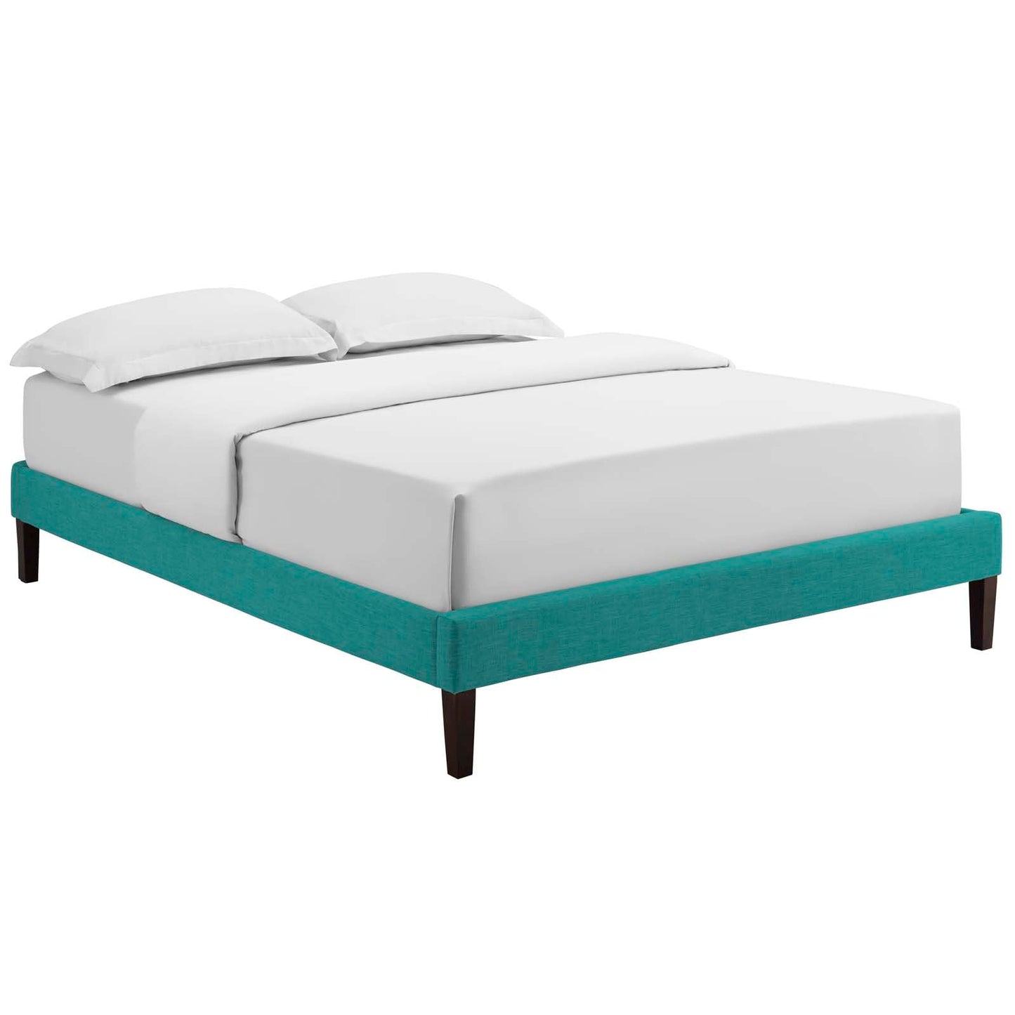 Bed | CasaFoyer  Tessie Platform Bed | Solid Wood Frame | Polyester Upholstery | Tapered Legs | Teal | No Box Spring Needed | Fits Memory Foam Mattresses | Ideal for Modern Bedrooms | Full Size | casafoyer.myshopify.com