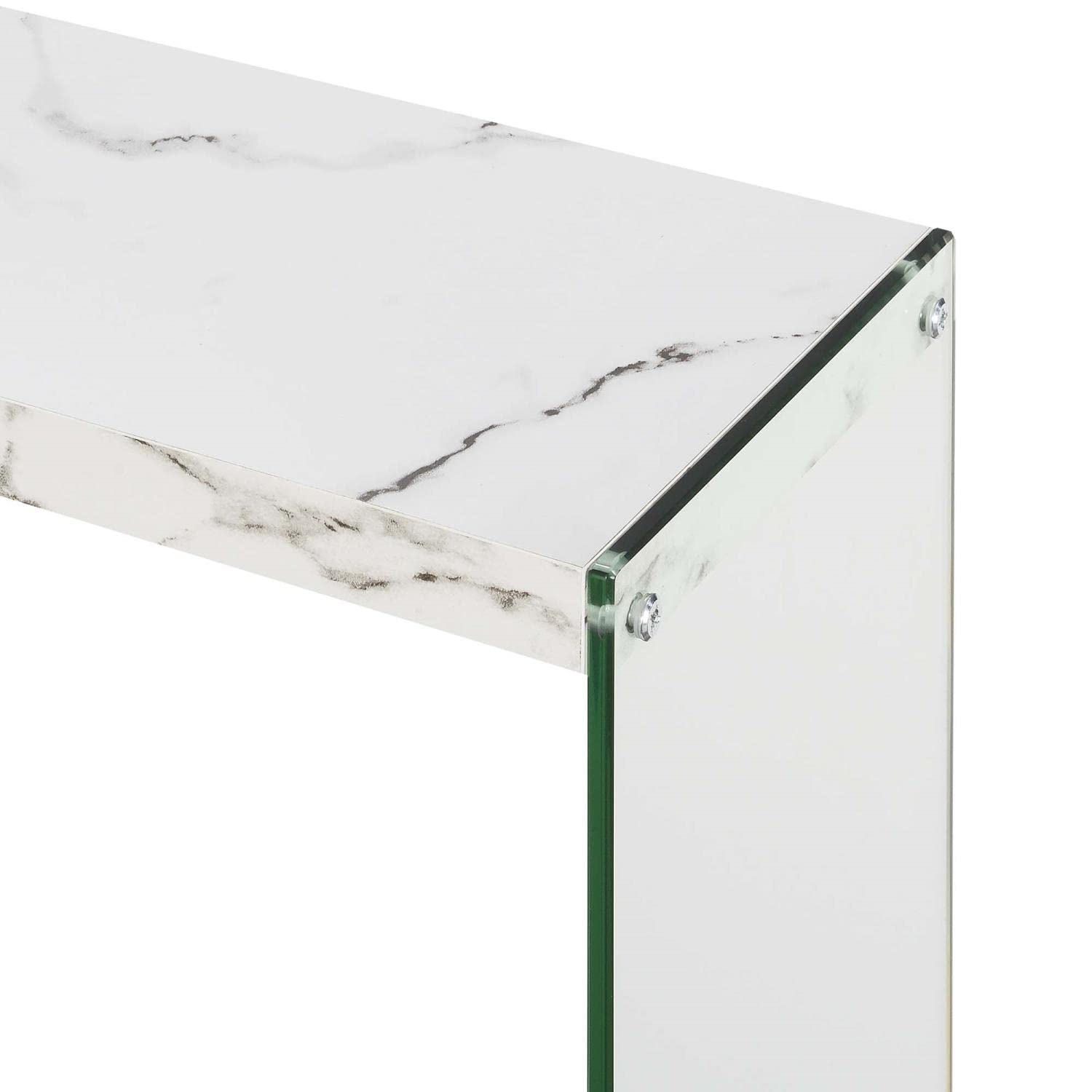 TABLE | Ergode SoHo V Console Table with Shelf | Contemporary Design | Glass Frame | Floating Shelves | Durable Honeycomb Particle Board | Easy Maintenance | casafoyer.myshopify.com