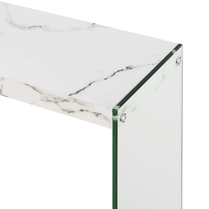 TABLE | Ergode SoHo V Console Table with Shelf | Contemporary Design | Glass Frame | Floating Shelves | Durable Honeycomb Particle Board | Easy Maintenance | casafoyer.myshopify.com