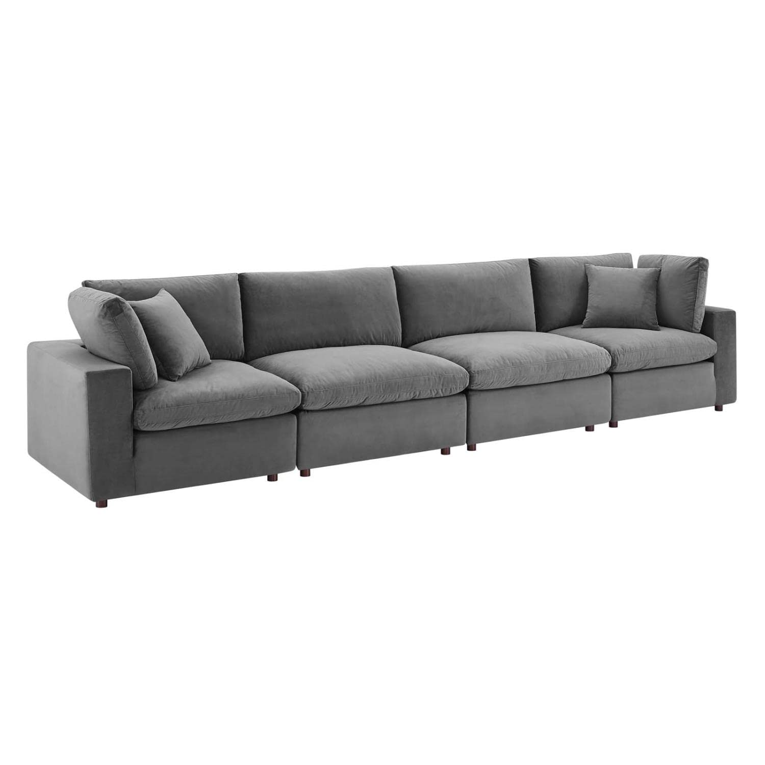 sofas | CasaFoyer Commix Plush Comfort Performance Velvet Sofa Set | Gray | 4-Seater | Solid Wood Frame | Stain-Resistant | Duck Down Cushions | Tranquil Retreat | casafoyer.myshopify.com