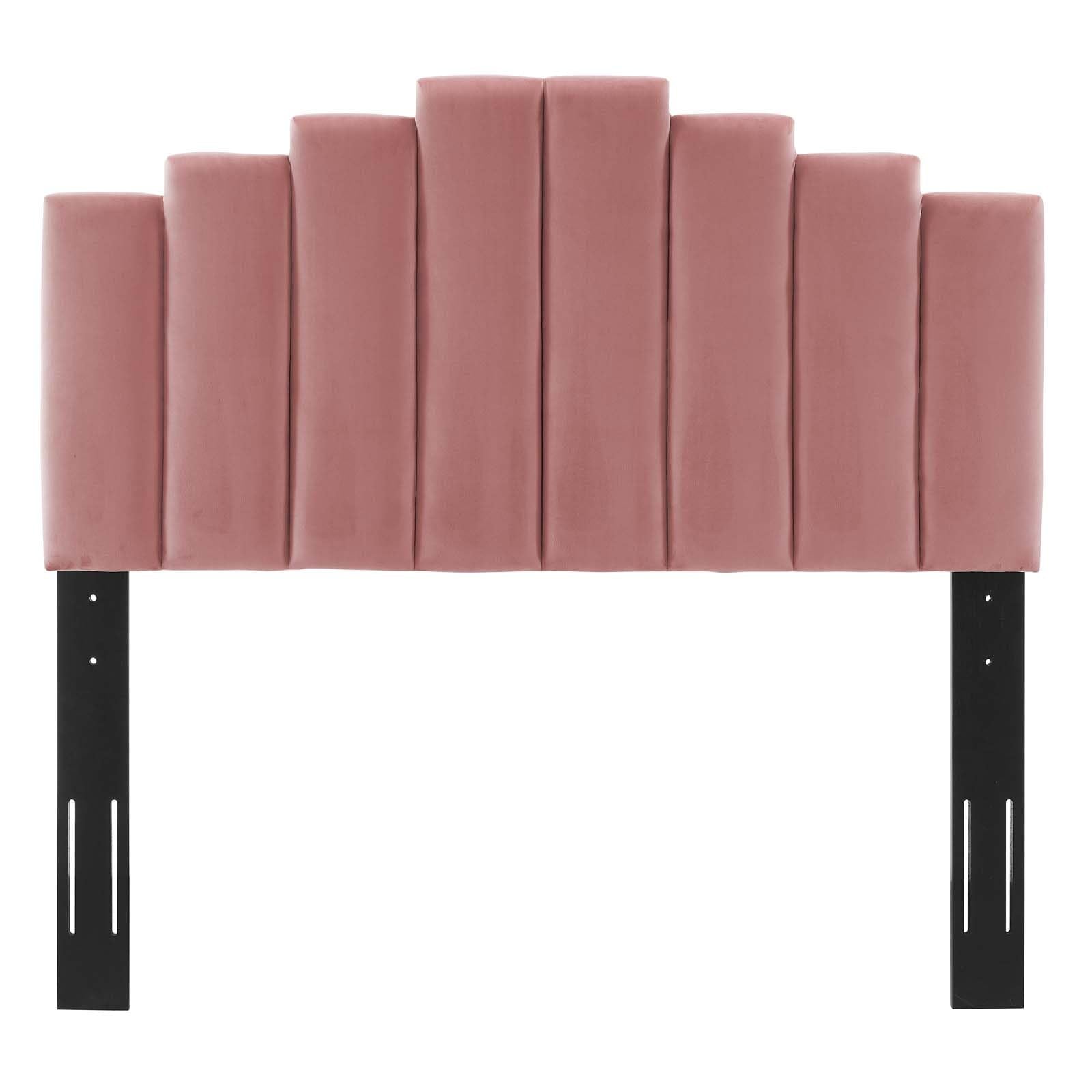 headboards | CasaFoyer Noelle Performance Velvet Full/Queen Headboard | Opulent Art Deco Design | Stain-Resistant | Adjustable Height | Dusty Rose | casafoyer.myshopify.com