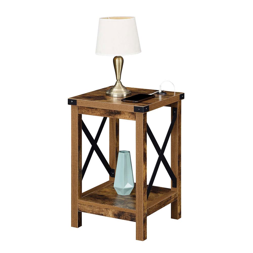 TABLE | Durango End Table with Charging Station & Shelf | Industrial Style | USB Ports | Cord Management | Durable Construction | Ergode | casafoyer.myshopify.com