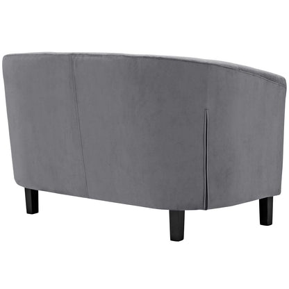 sofas | CasaFoyer Prospect Performance Velvet Loveseat | Luxury Chesterfield Design | Modern Twist | Button Tufting | Graceful Curves | Espresso Stained Wood Legs | Soft & Stain-Resistant Velvet Fabric | Gray | casafoyer.myshopify.com