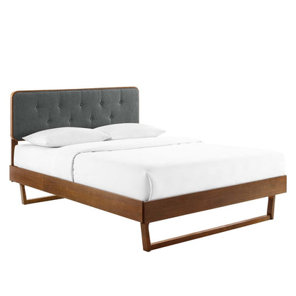bed frames | CasaFoyer Bridgette Tufted Wood Queen Platform Bed | Modern Retro Style | Durable Construction | No Box Spring Needed | Easy Assembly | Walnut Charcoal | casafoyer.myshopify.com