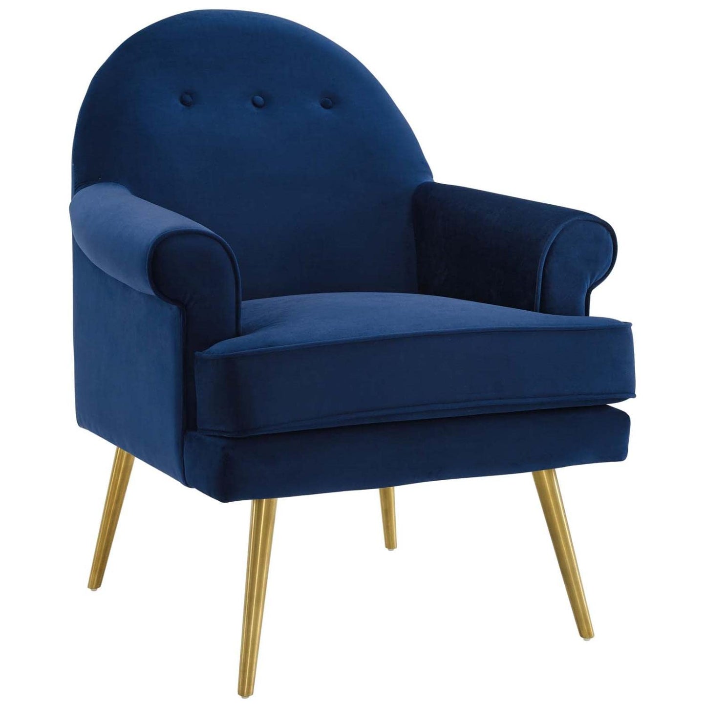 home office desk chairs | CasaFoyer Revive Accent Armchair Set of 2 | Vintage Glam Design | Performance Velvet Upholstery | Gold Stainless Steel Legs | Navy | casafoyer.myshopify.com