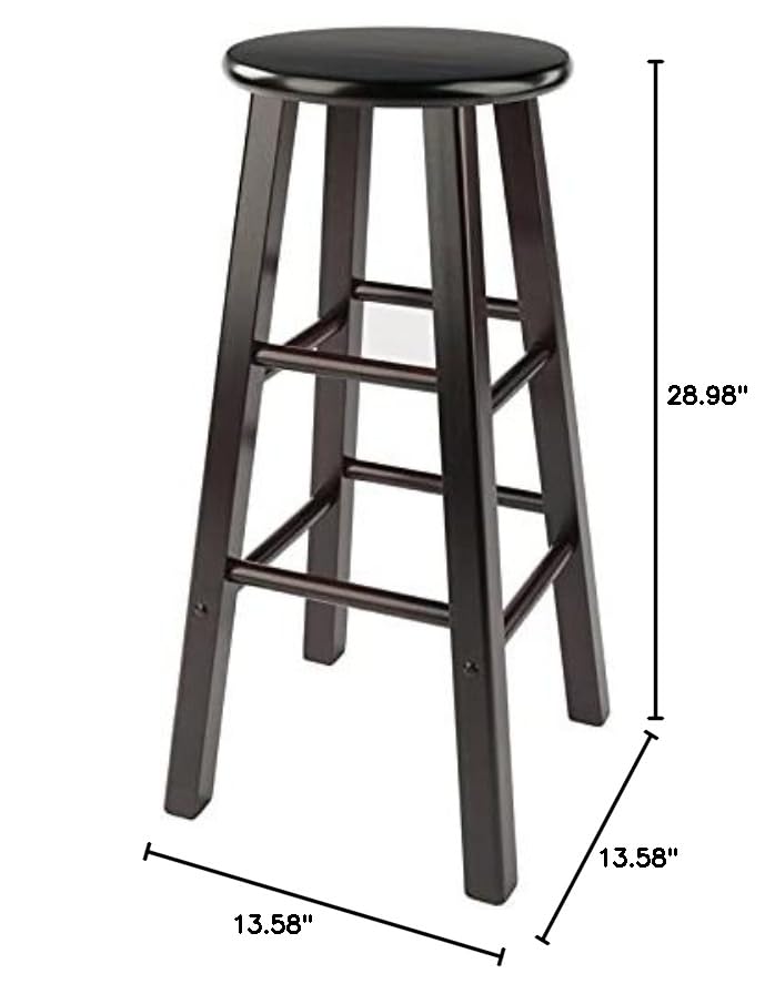 STOOL_SEATING | CasaFoyer  Wood Element Bar Stool Set | Polished Espresso Finish | Solid Wood Construction | 220lbs Weight Capacity | 8 Crossbars for Stability | Versatile Design | Perfect for Kitchen or Den | casafoyer.myshopify.com