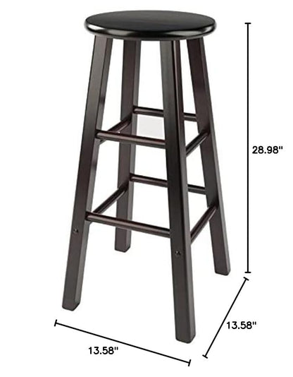 STOOL_SEATING | CasaFoyer  Wood Element Bar Stool Set | Polished Espresso Finish | Solid Wood Construction | 220lbs Weight Capacity | 8 Crossbars for Stability | Versatile Design | Perfect for Kitchen or Den | casafoyer.myshopify.com