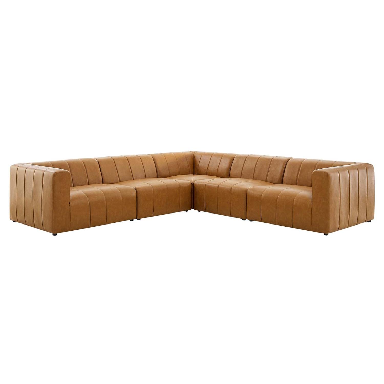 sofas | CasaFoyer Bartlett Vegan Leather 5-Piece Sectional Sofa | Customizable Design | Retro Modern Style | Vegan Leather Upholstery | Dense Foam Padding | Solid Wood Frame | Modular Connectors | Non-Marking Foot Caps | 331 lbs Weight Capacity | casafoyer.myshopify.com