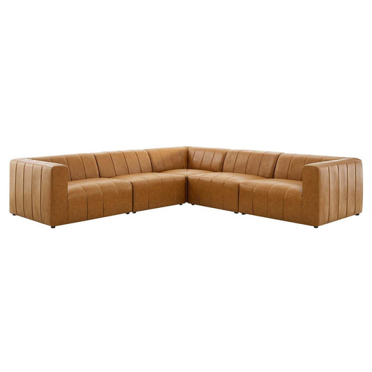 sofas | CasaFoyer Bartlett Vegan Leather 5-Piece Sectional Sofa | Customizable Design | Retro Modern Style | Vegan Leather Upholstery | Dense Foam Padding | Solid Wood Frame | Modular Connectors | Non-Marking Foot Caps | 331 lbs Weight Capacity | casafoyer.myshopify.com