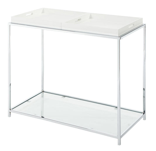 TABLE | Ergode Palm Beach Console Table | Urban Aesthetics | Versatile Functionality | Removable Trays | Clear Glass Top | casafoyer.myshopify.com