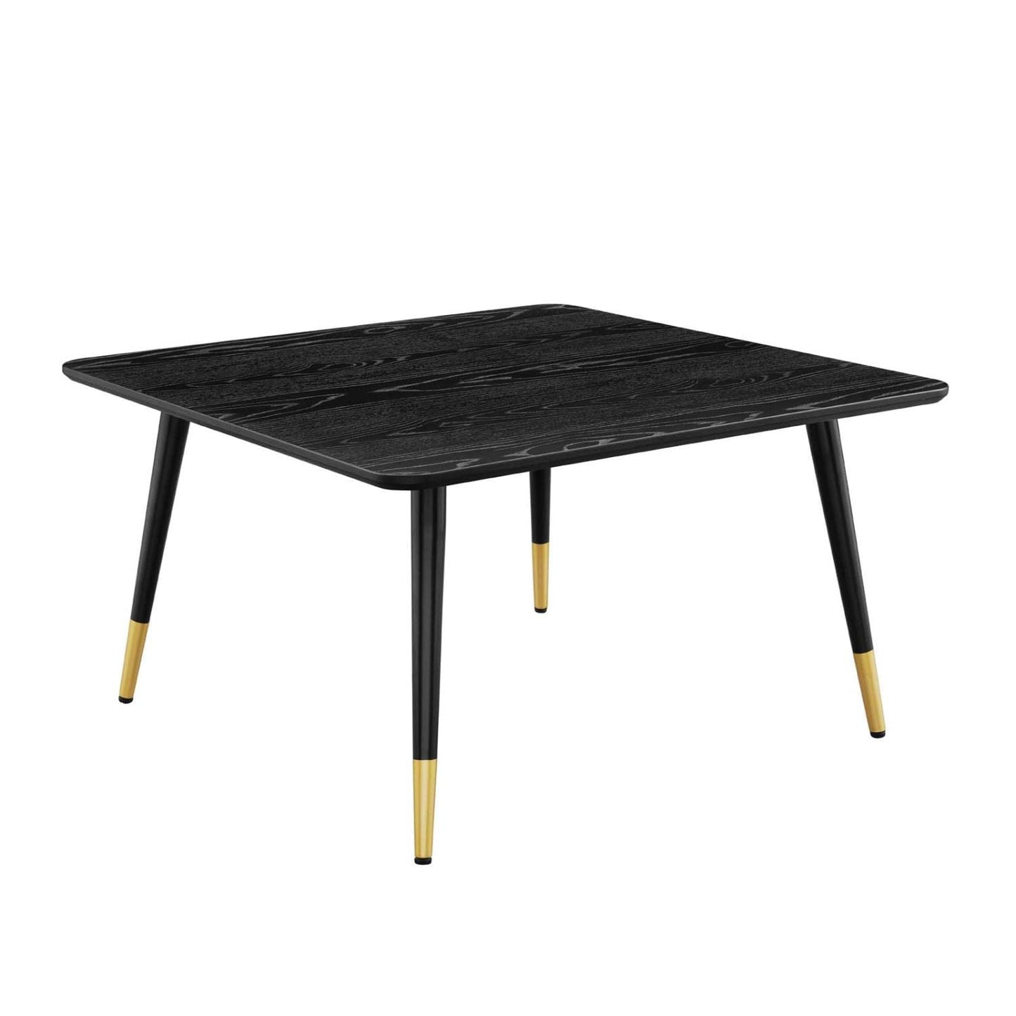 coffee tables | Ergode Vigor Square Coffee Table | Contemporary Elegance | Sleek Design | Gold Metal Sleeves | Matte Black Lacquer Finish | Adjustable Height Foot Caps | casafoyer.myshopify.com