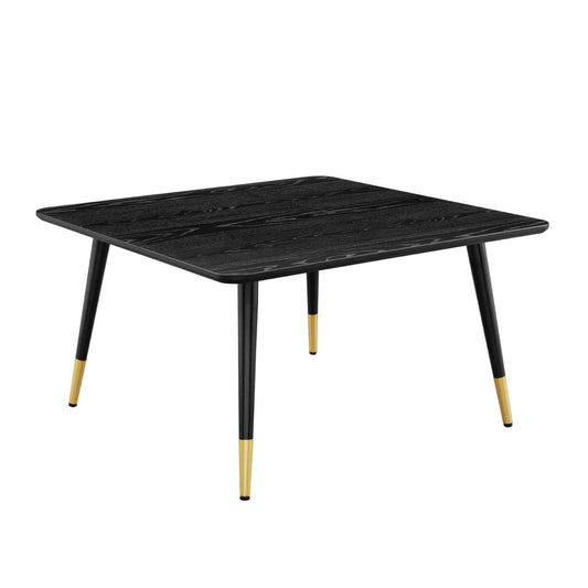 coffee tables | Ergode Vigor Square Coffee Table | Contemporary Elegance | Sleek Design | Gold Metal Sleeves | Matte Black Lacquer Finish | Adjustable Height Foot Caps | casafoyer.myshopify.com