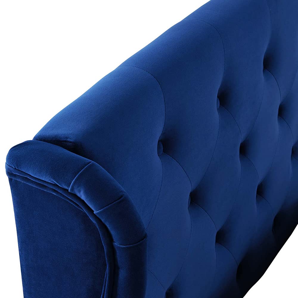 Bed | CasaFoyer Penelope Tufted Performance Velvet Queen Wingback Platform Bed | Navy | Stain-Resistant | Foam Padded | Wood Slat Support | 1100 lbs Weight Capacity | casafoyer.myshopify.com