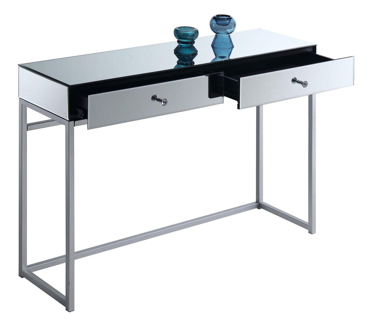 TABLE | Reflections 2 Drawer Console Table | Chic Design | Mirrored Surface | Ample Storage | Easy Assembly | Perfect for Home Decor | casafoyer.myshopify.com