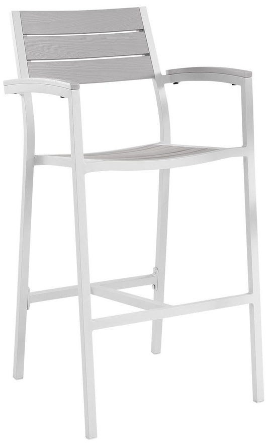 Patio Furniture Sets | Maine Outdoor Patio Dining Bar Stool Set | Synthetic Wood Grain Plank Boards | Modern & Organic | Ideal for Outdoor Dining & Entertaining | Set of 2 | casafoyer.myshopify.com