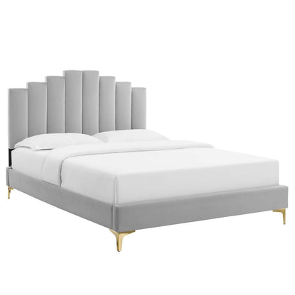 adjustable bed bases | CasaFoyer Elise Performance Velvet King Platform Bed | Glamorous Art Deco Style | Stain-Resistant | Gold Metal Legs | Memory Foam Compatible | Durable Poplar Wood Slat Support System | casafoyer.myshopify.com