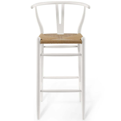 barstools | CasaFoyer Amish Wooden Bar Stool | Rustic Design | Elm Wood Construction | Woven Paper Rope Seat | Fully Assembled | Ideal for Bistros, Bars, Cafes | 331 lbs Weight Capacity | casafoyer.myshopify.com