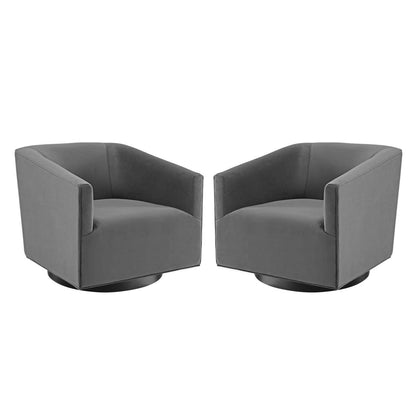 home office desk chairs | CasaFoyer Twist Accent Lounge Swivel Chair Set of 2 | Plush Velvet Upholstery | Barrel Back Design | 360-Degree Swivel Base | Gray | casafoyer.myshopify.com