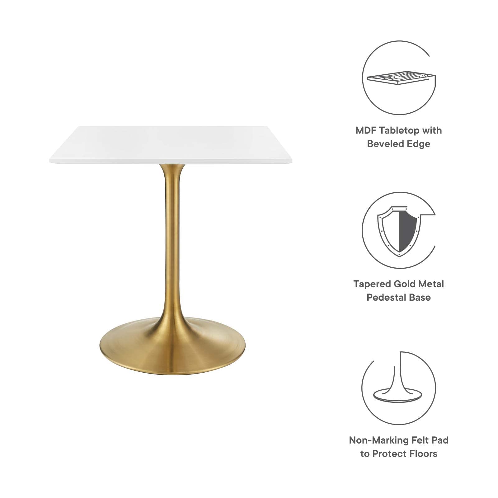 patio dining tables | CasaFoyer Lippa 28 Square Dining Table | Timeless Modern Design | White Top | Metal Base | Chip-Resistant Finish | casafoyer.myshopify.com