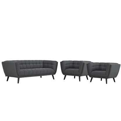kitchen and dining room sets | CasaFoyer Bestow Collection | Upholstered Sofa & Armchair Set - Gray | Polyester Fabric | Button Tufting | Splayed Legs | Mid-Century Modern Farmhouse | 3 Piece | casafoyer.myshopify.com