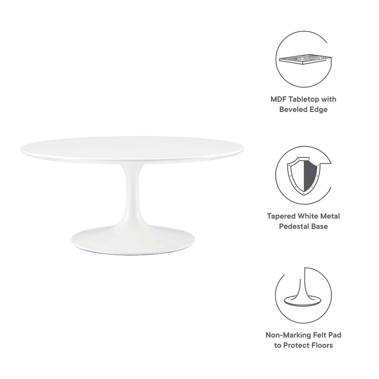 TABLE | Lippa 36 Coffee Table | Iconic Modern Design | Scratch-Resistant Finish | White | casafoyer.myshopify.com