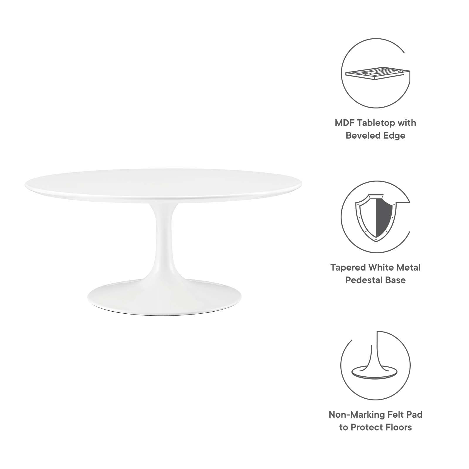 TABLE | Lippa 36 Coffee Table | Iconic Modern Design | Scratch-Resistant Finish | White | casafoyer.myshopify.com