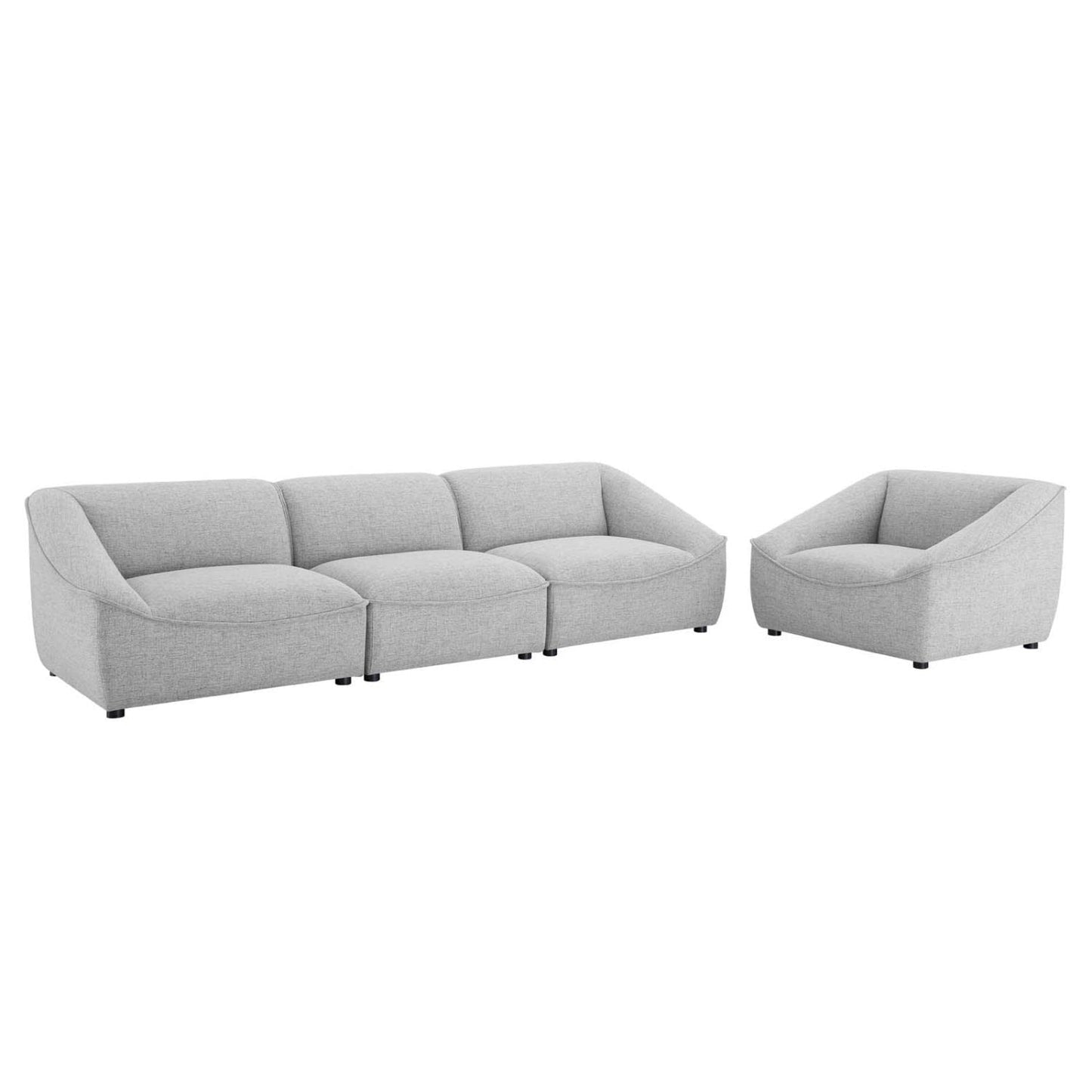 kitchen and dining room sets | CasaFoyer Comprise Upholstered 4-Piece Living Room Furniture Set | Ultimate Comfort & Relaxation | French Piping Details | Premium Seating Experience | Solid Wood & Plywood Construction | Sturdy Rubberwood Legs | Light Gray | casafoyer.myshopify.com