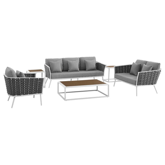 kitchen and dining room sets | CasaFoyer Stance Outdoor Collection | Modern Design | Aluminum Frame | Waterproof Cushions | 6-Piece Set | casafoyer.myshopify.com
