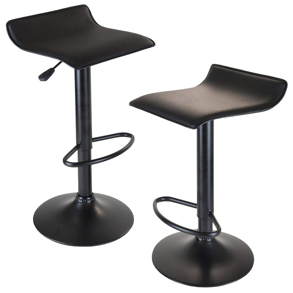 STOOL_SEATING | CasaFoyer  Wood Obsidian Adjustable Swivel Stools | Set of 2 | Black PVC Seat | Metal Base | Height Adjustable | 360-Degree Swivel | Backless Design | Easy Assembly | Durable Construction | 15.1 W x 15.1 D x 33.35 H | 25.65 lbs | casafoyer.myshopify.com