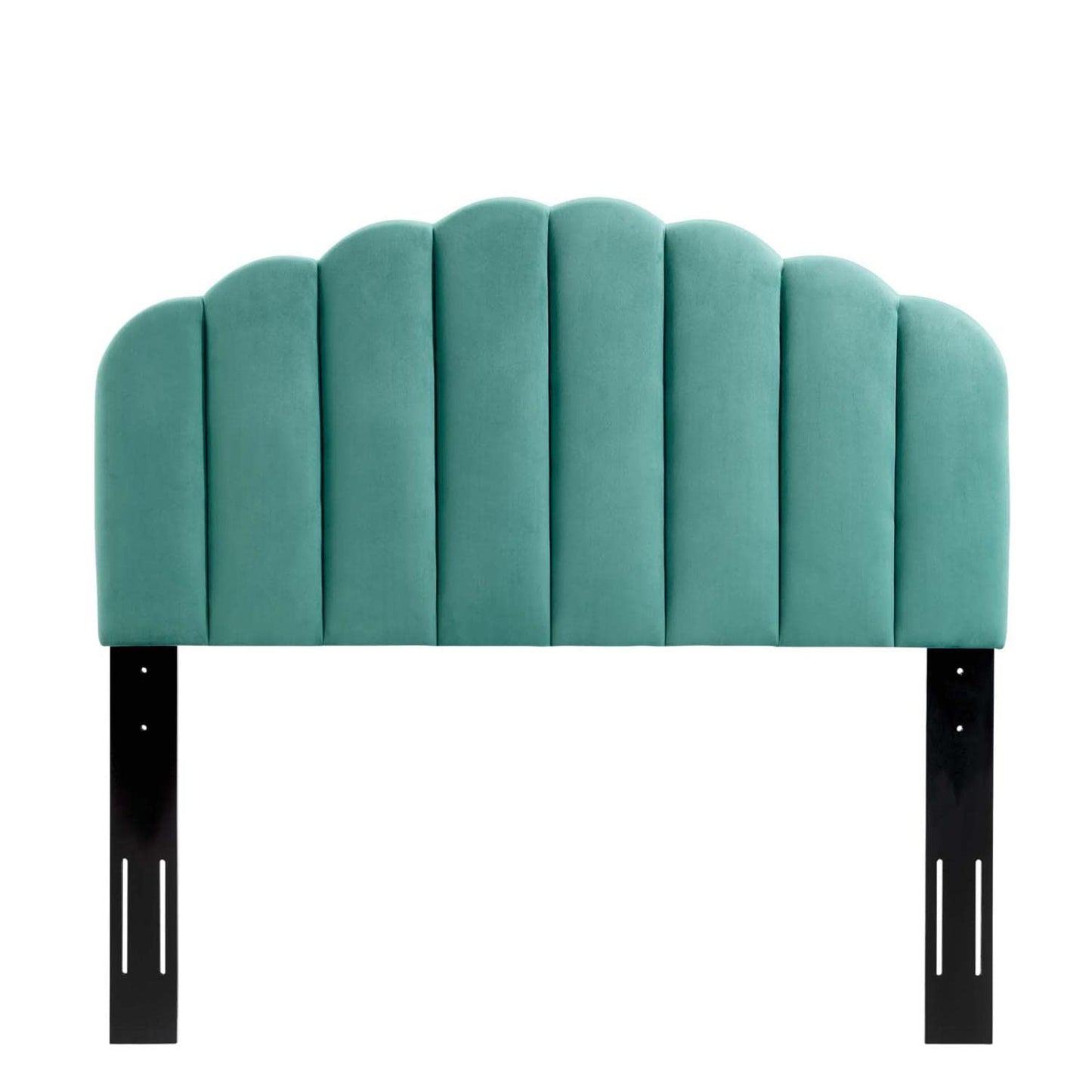 headboards | CasaFoyer Veronique Channel Tufted Scalloped Performance Velvet King/California King Headboard | Teal | casafoyer.myshopify.com