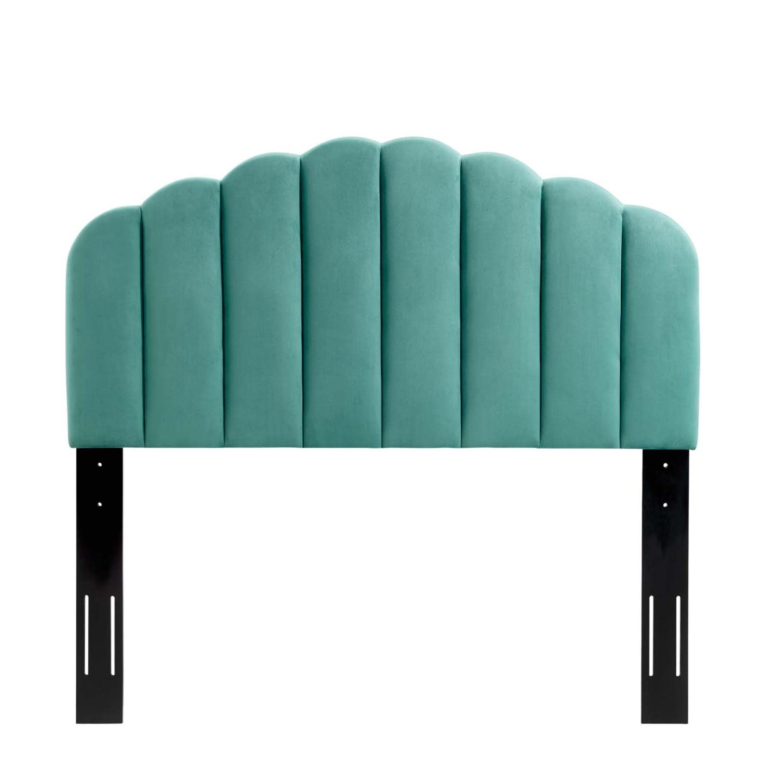 headboards | CasaFoyer Veronique Channel Tufted Scalloped Performance Velvet King/California King Headboard | Teal | casafoyer.myshopify.com