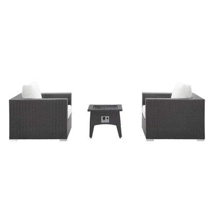 fire pits | Ergode Convene Outdoor Patio Furniture Set | Fire Table | Aluminum Frames | Water & UV-Resistant Cushions | 40,000 BTU Burner | CSA Certified | Includes Fire Pit & Armchairs | casafoyer.myshopify.com
