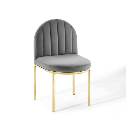 home office desk chairs | CasaFoyer Isla Channel Tufted Performance Velvet Dining Side Chair | Vintage Clamshell Design | Stain-Resistant Upholstery | Gold Stainless Steel Frame | casafoyer.myshopify.com