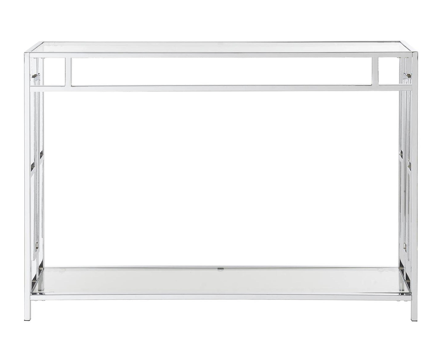 TABLE | Ergode Town Square Chrome Console Table with Shelf | Elegant, Versatile, Easy Assembly | Showcase Decorative Items | Complements Chrome Collection | casafoyer.myshopify.com