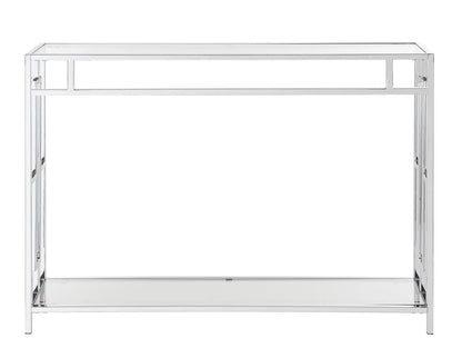 TABLE | Ergode Town Square Chrome Console Table with Shelf | Elegant, Versatile, Easy Assembly | Showcase Decorative Items | Complements Chrome Collection | casafoyer.myshopify.com