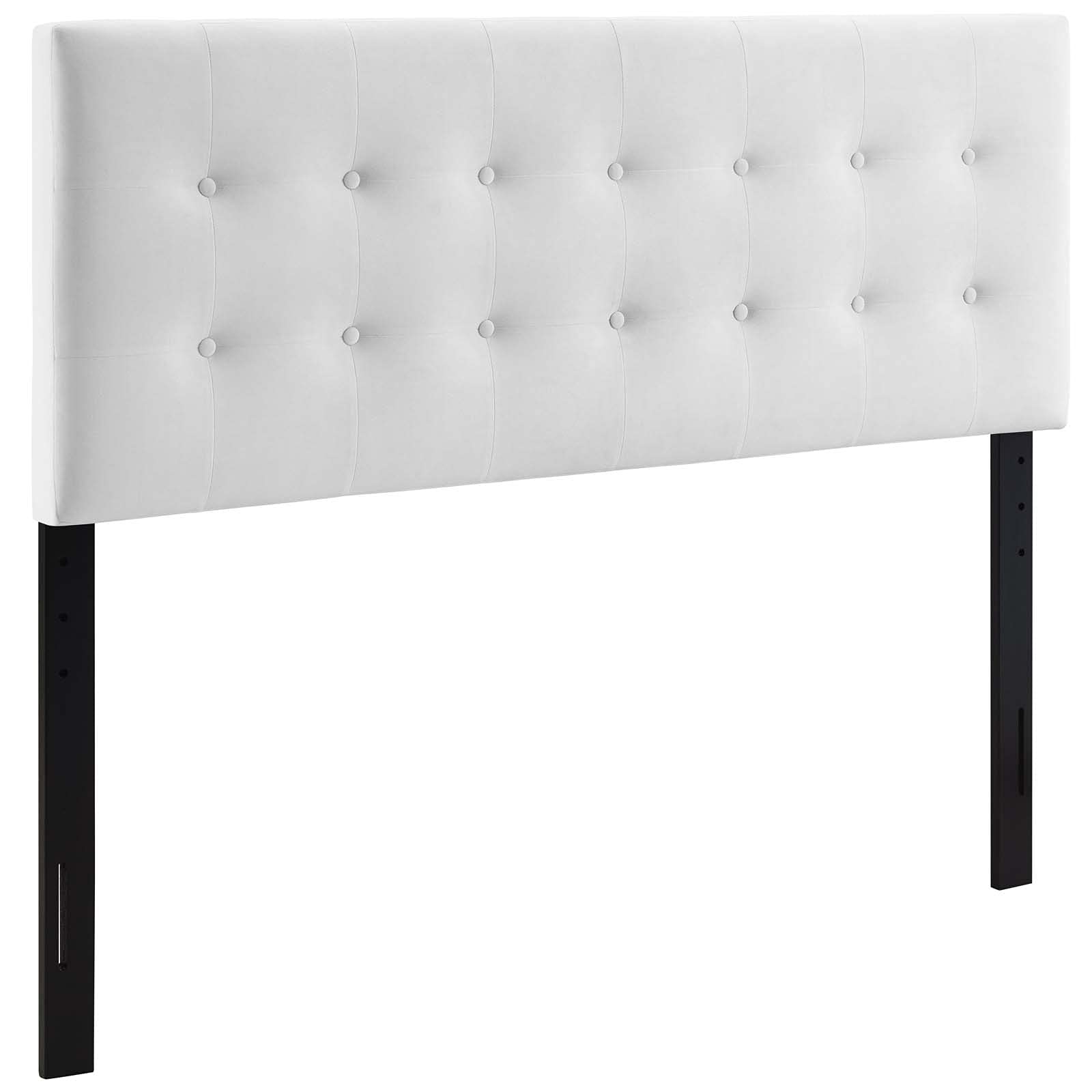 Bed | CasaFoyer Emily Performance Velvet Biscuit Tufted King Headboard | Timeless Charm | Luxurious Feel | Vintage Glamour | Stain-Resistant | Adjustable Height | White | casafoyer.myshopify.com