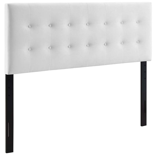 Bed | CasaFoyer Emily Performance Velvet Biscuit Tufted King Headboard | Timeless Charm | Luxurious Feel | Vintage Glamour | Stain-Resistant | Adjustable Height | White | casafoyer.myshopify.com
