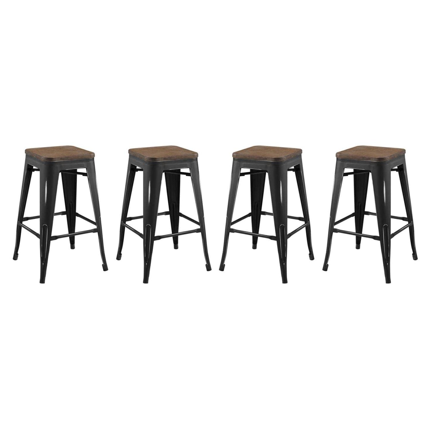 barstools | CasaFoyer Promenade Bamboo & Metal Counter Stool Set of 4 | Vintage Bistro Charm | Industrial Modern Design | Ample Seating for Guests | casafoyer.myshopify.com