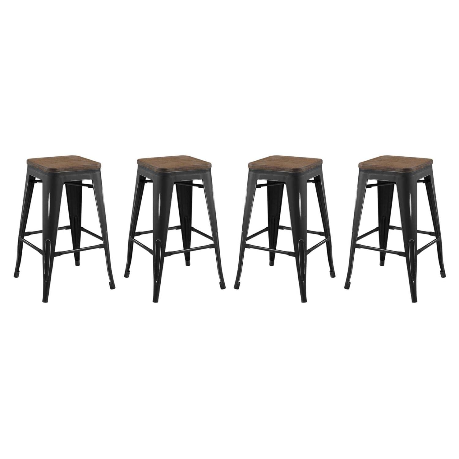 barstools | CasaFoyer Promenade Bamboo & Metal Counter Stool Set of 4 | Vintage Bistro Charm | Industrial Modern Design | Ample Seating for Guests | casafoyer.myshopify.com