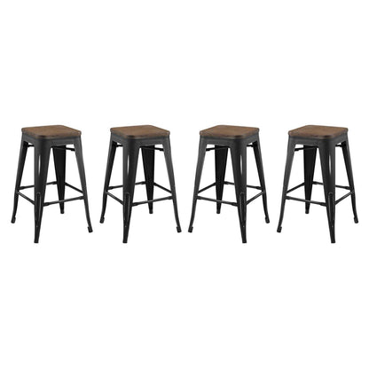 barstools | CasaFoyer Promenade Bamboo & Metal Counter Stool Set of 4 | Vintage Bistro Charm | Industrial Modern Design | Ample Seating for Guests | casafoyer.myshopify.com
