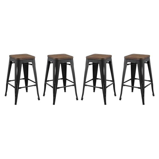 barstools | CasaFoyer Promenade Bamboo & Metal Counter Stool Set of 4 | Vintage Bistro Charm | Industrial Modern Design | Ample Seating for Guests | casafoyer.myshopify.com