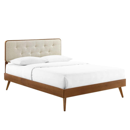 Bed | CasaFoyer Bridgette Tufted Wood King Platform Bed | Modern Retro Style | Button-Tufted Headboard | Sturdy Construction | No Box Spring Needed | Walnut Beige | casafoyer.myshopify.com