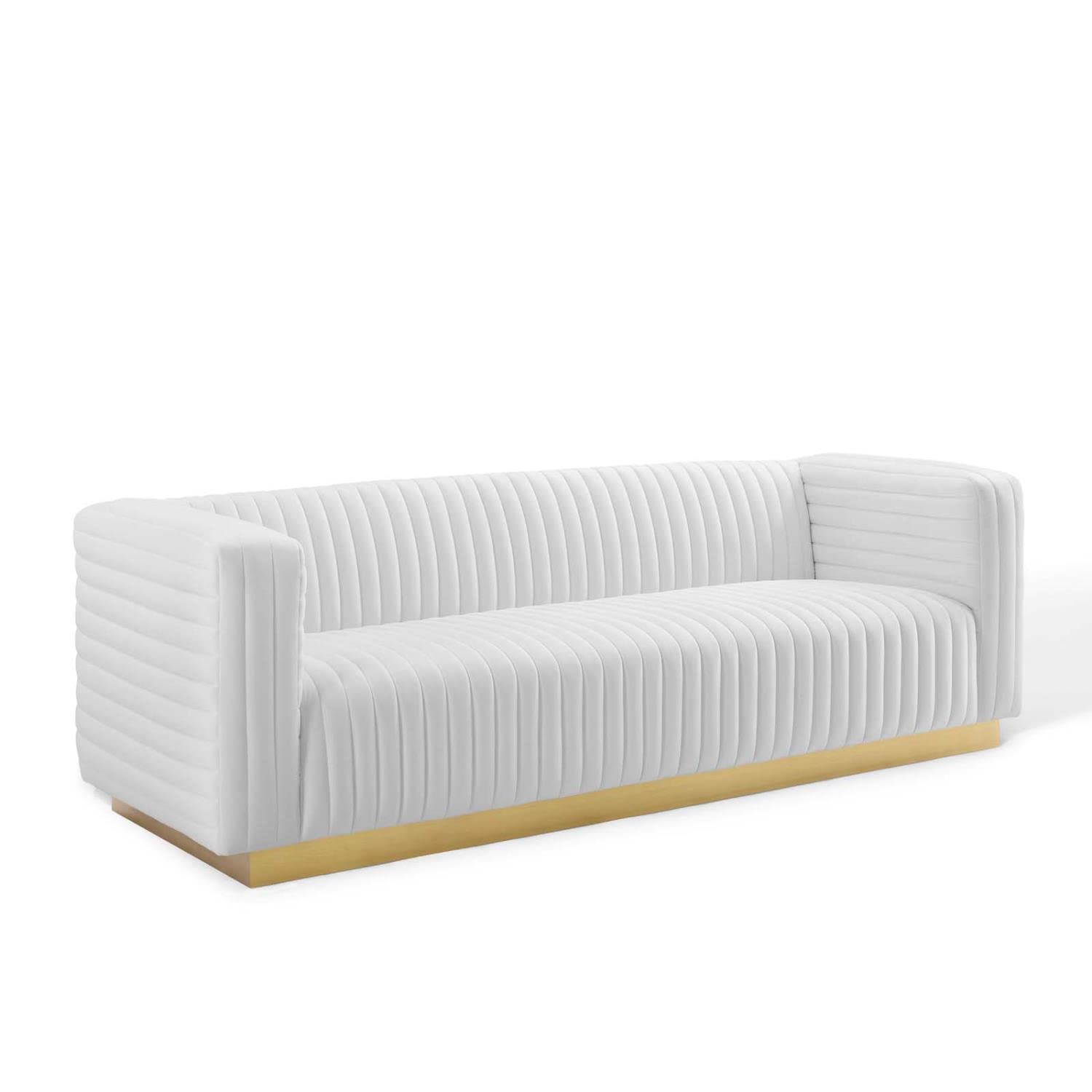 home office desk chairs | CasaFoyer Charisma Channel Tufted Performance Velvet Living Room Sofa | Vintage Glamour Design | Stain-Resistant Fabric | Supportive Coil System | Retro Modern Style | Gold Stainless Steel Base | Weight Capacity: 1323 lbs | Fully Assembled | casafoyer.myshopify.com